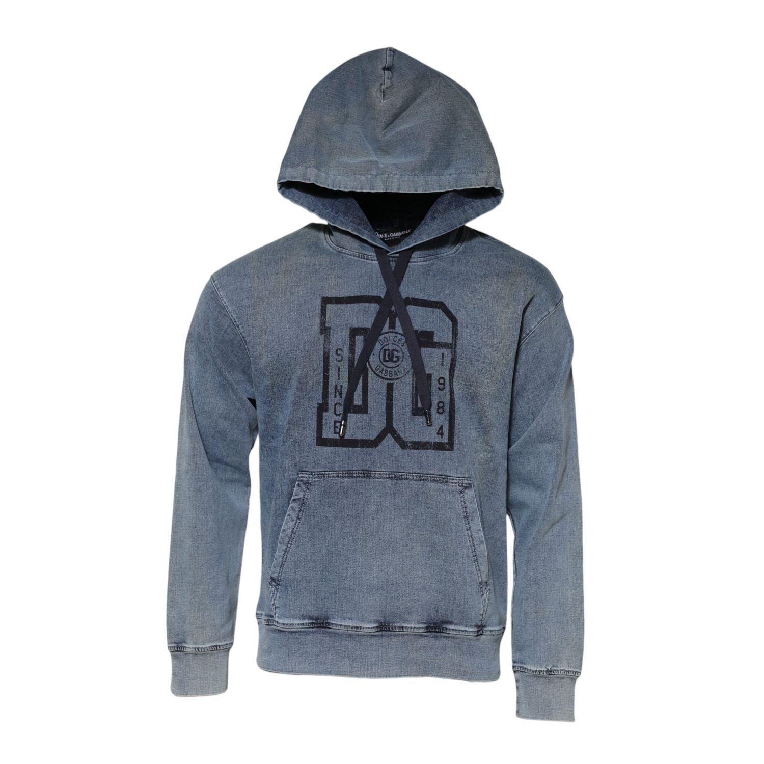 Dolce & Gabbana Blue Cotton Blend Hooded Sweatshirt Sweater