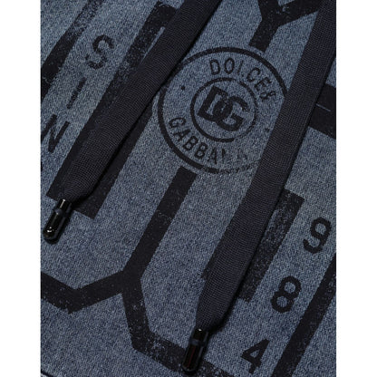 Dolce & Gabbana Blue Cotton Blend Hooded Sweatshirt Sweater