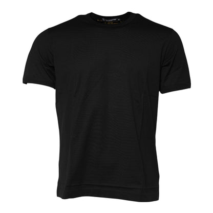 Dolce & Gabbana Black Cotton Logo Print Crew Neck T-shirt