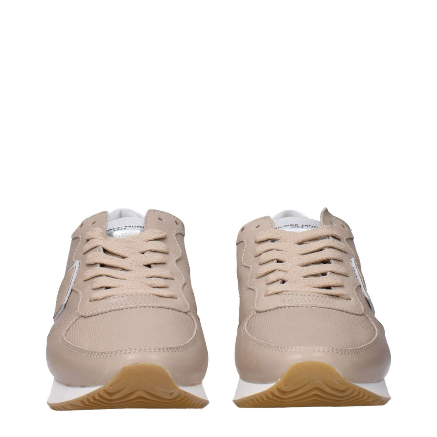 Philippe Model Beige Leather Low Top Sneakers