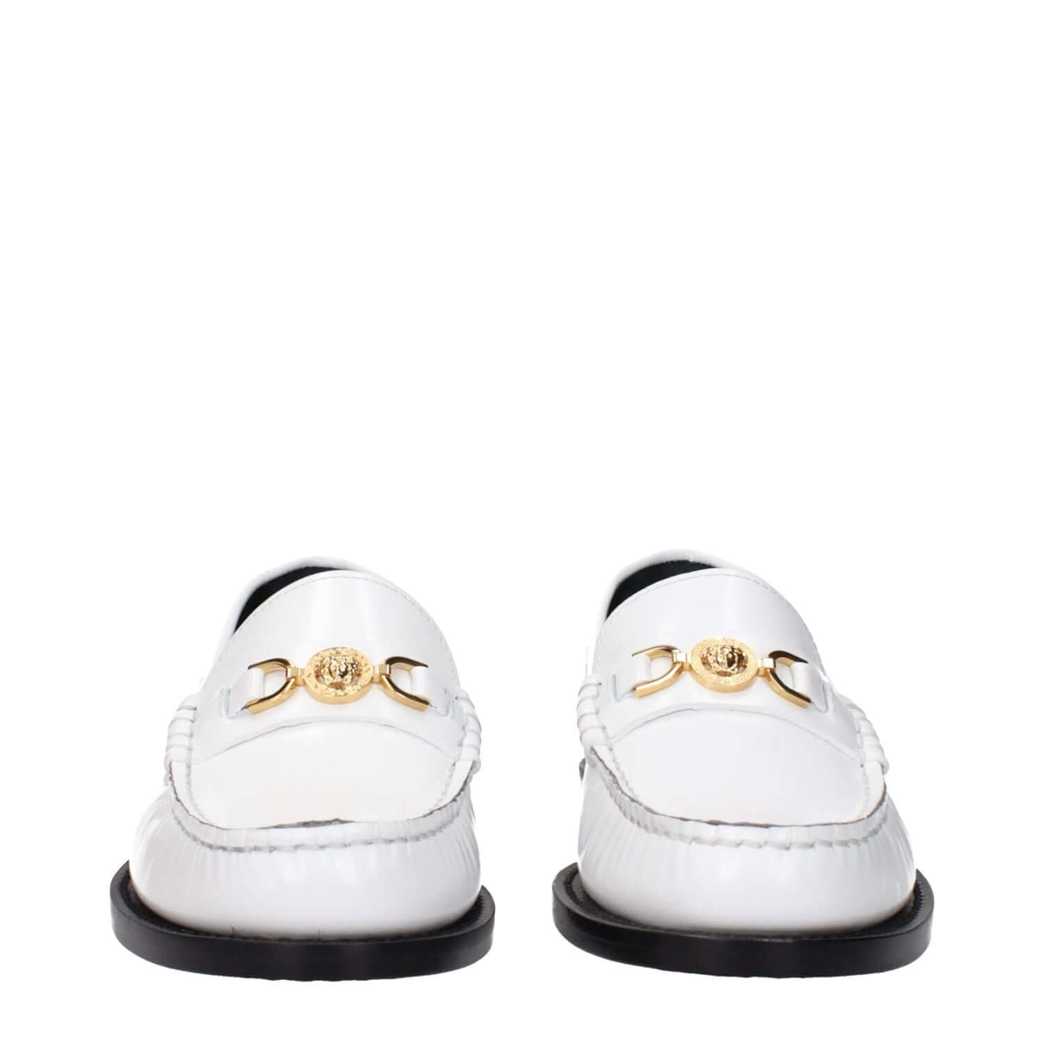 Versace White Leather Slip-On Loafers