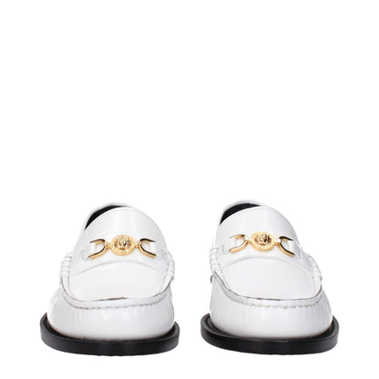 Versace White Leather Slip-On Loafers