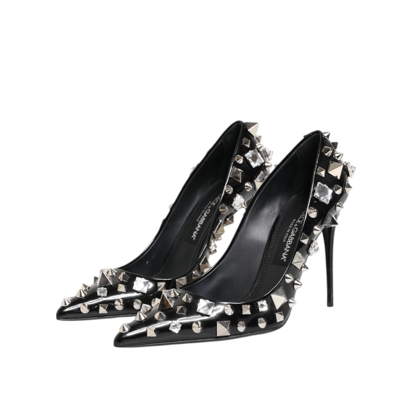 Dolce & Gabbana Black Crystals Studs Stiletto Pumps Shoes Dolce & Gabbana