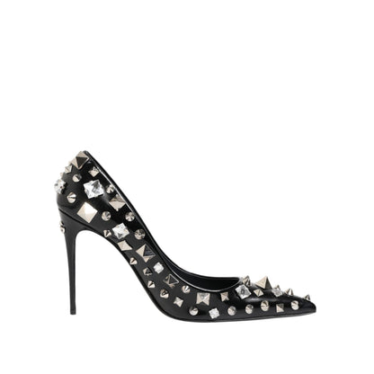Dolce & Gabbana Black Crystals Studs Stiletto Pumps Shoes Dolce & Gabbana