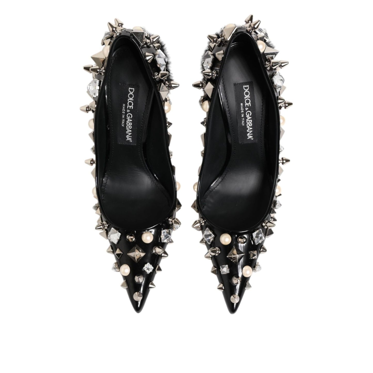 Dolce & Gabbana Black Crystals Studs Stiletto Pumps Shoes Dolce & Gabbana