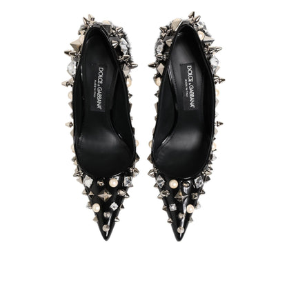 Dolce & Gabbana Black Crystals Studs Stiletto Pumps Shoes Dolce & Gabbana