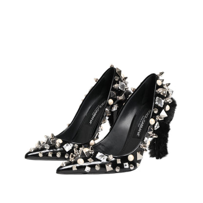 Dolce & Gabbana Black Crystals Studs Stiletto Pumps Shoes Dolce & Gabbana