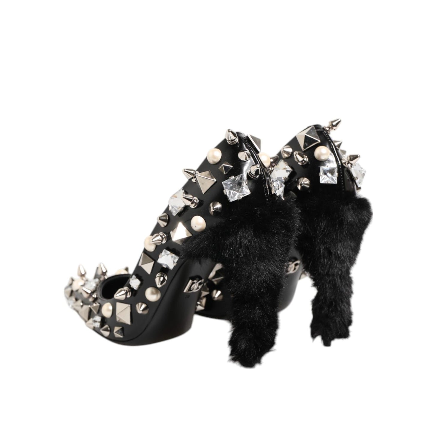 Dolce & Gabbana Black Crystals Studs Stiletto Pumps Shoes Dolce & Gabbana