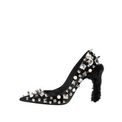Dolce & Gabbana Black Crystals Studs Stiletto Pumps Shoes Dolce & Gabbana
