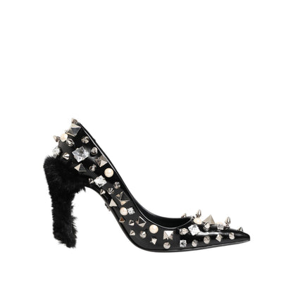 Dolce & Gabbana Black Crystals Studs Stiletto Pumps Shoes Dolce & Gabbana