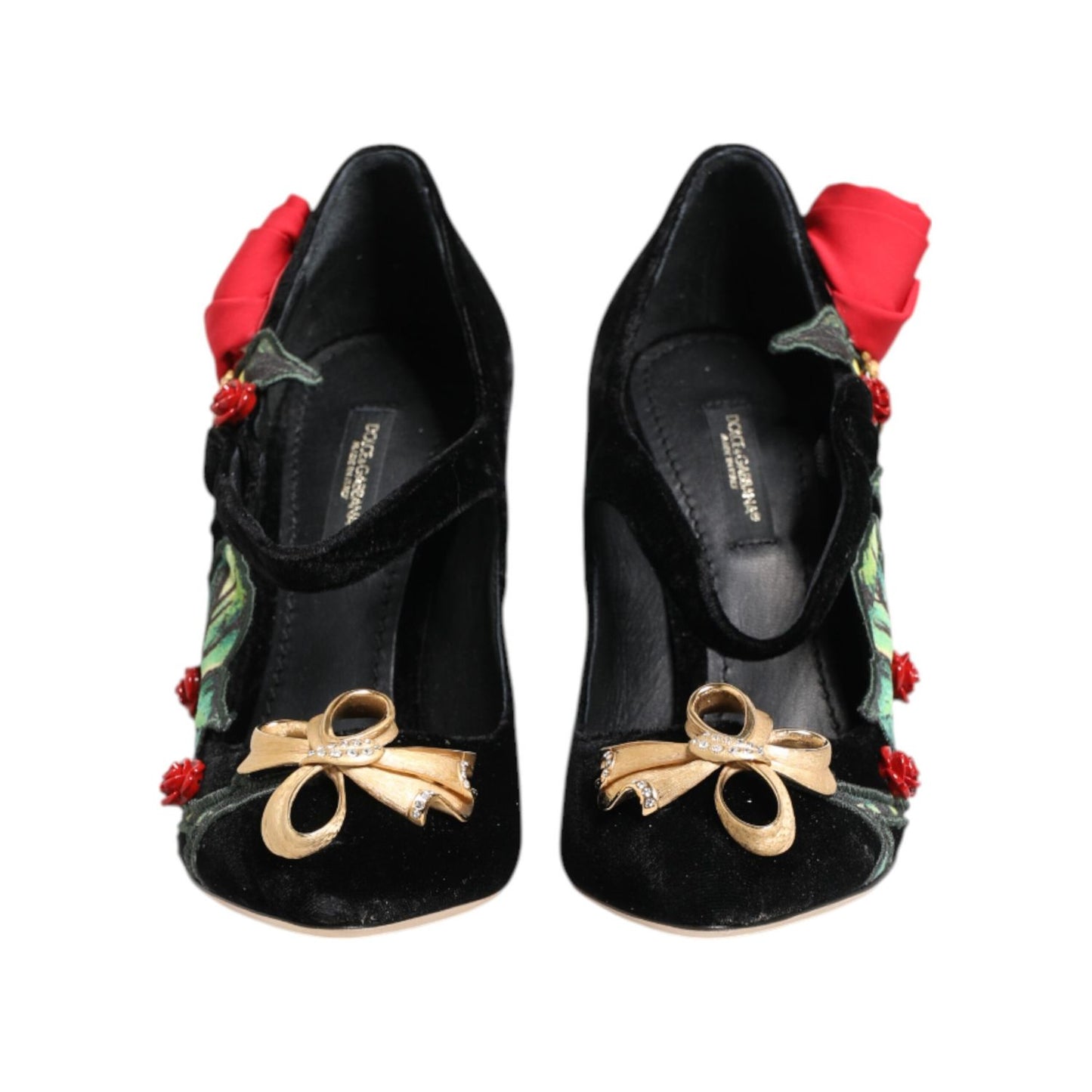 Dolce & Gabbana Black Roses Crystal Brooch Mary Jane Shoes Dolce & Gabbana