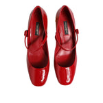 Dolce & Gabbana Red Leather DG Logo Heels Sandals Shoes LA12852-35.5