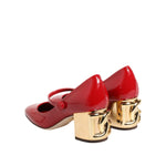 Dolce & Gabbana Red Leather DG Logo Heels Sandals Shoes LA12852-35.5