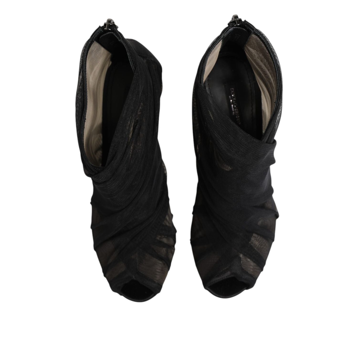 Dolce & Gabbana Black Mesh Stiletto Heels Ankle Boots Shoes