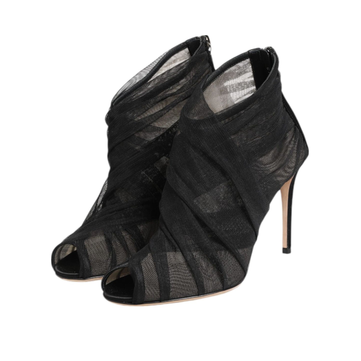 Dolce & Gabbana Black Mesh Stiletto Heels Ankle Boots Shoes