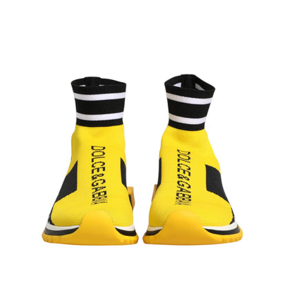 Dolce & Gabbana Yellow Black Sorrento Socks Sneakers Shoes