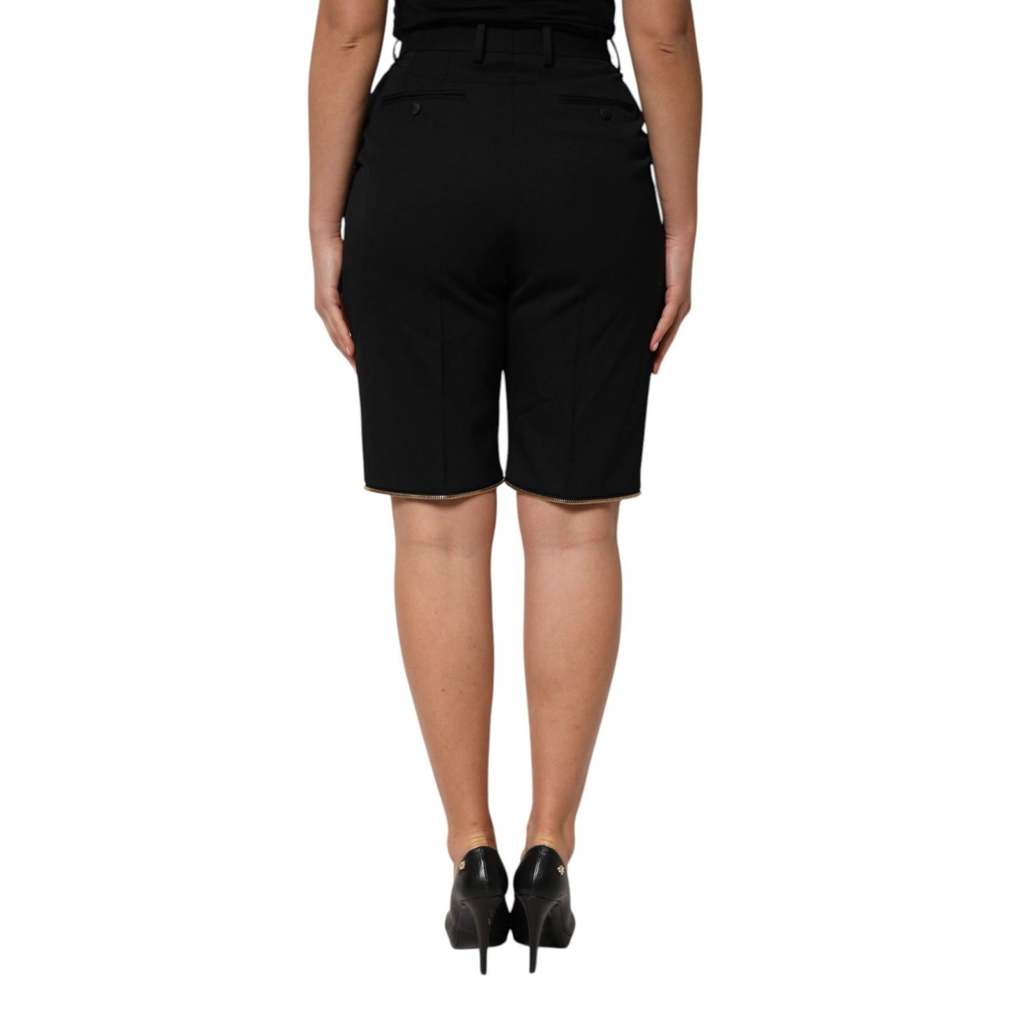 Dolce & Gabbana Black Zip Detailed Wool Straight Leg Pants