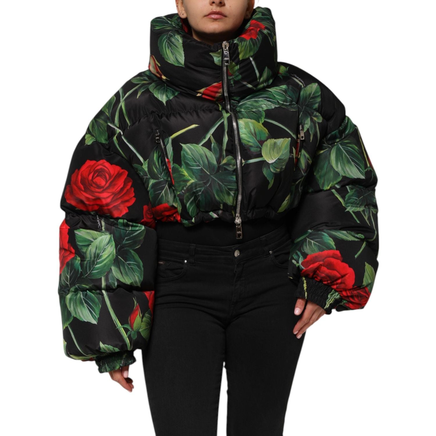 Dolce & Gabbana Multicolor Floral Puffer Coat Full Zip Jacket