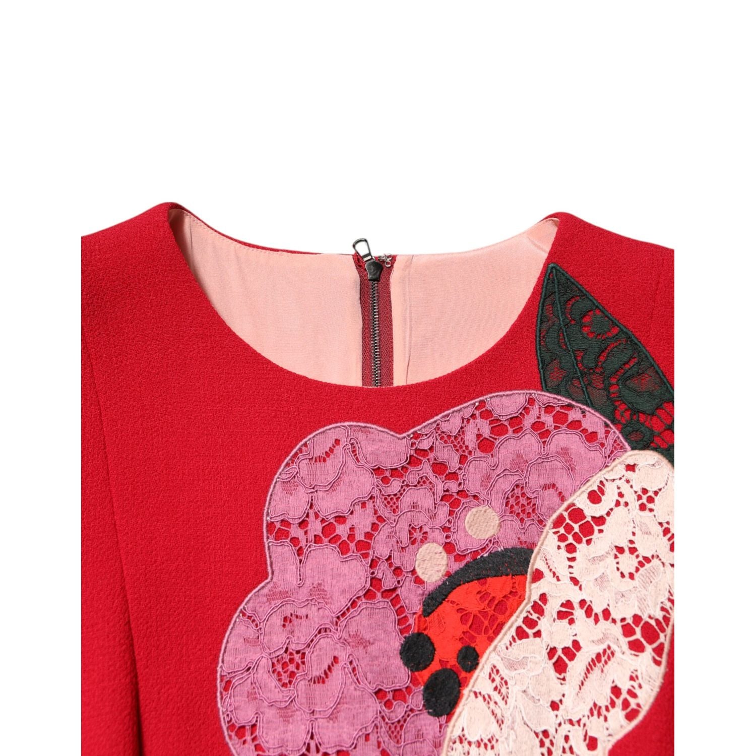 Dolce & Gabbana Red Lace Floral Applique A-line Mini Dress