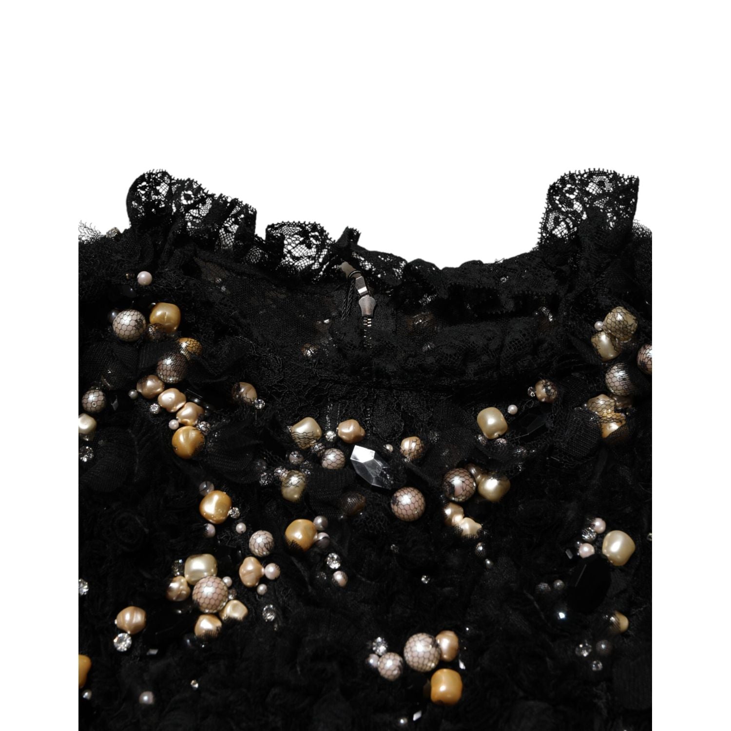 Dolce & Gabbana Black Viscose Pearl Embellishment Shift Dress