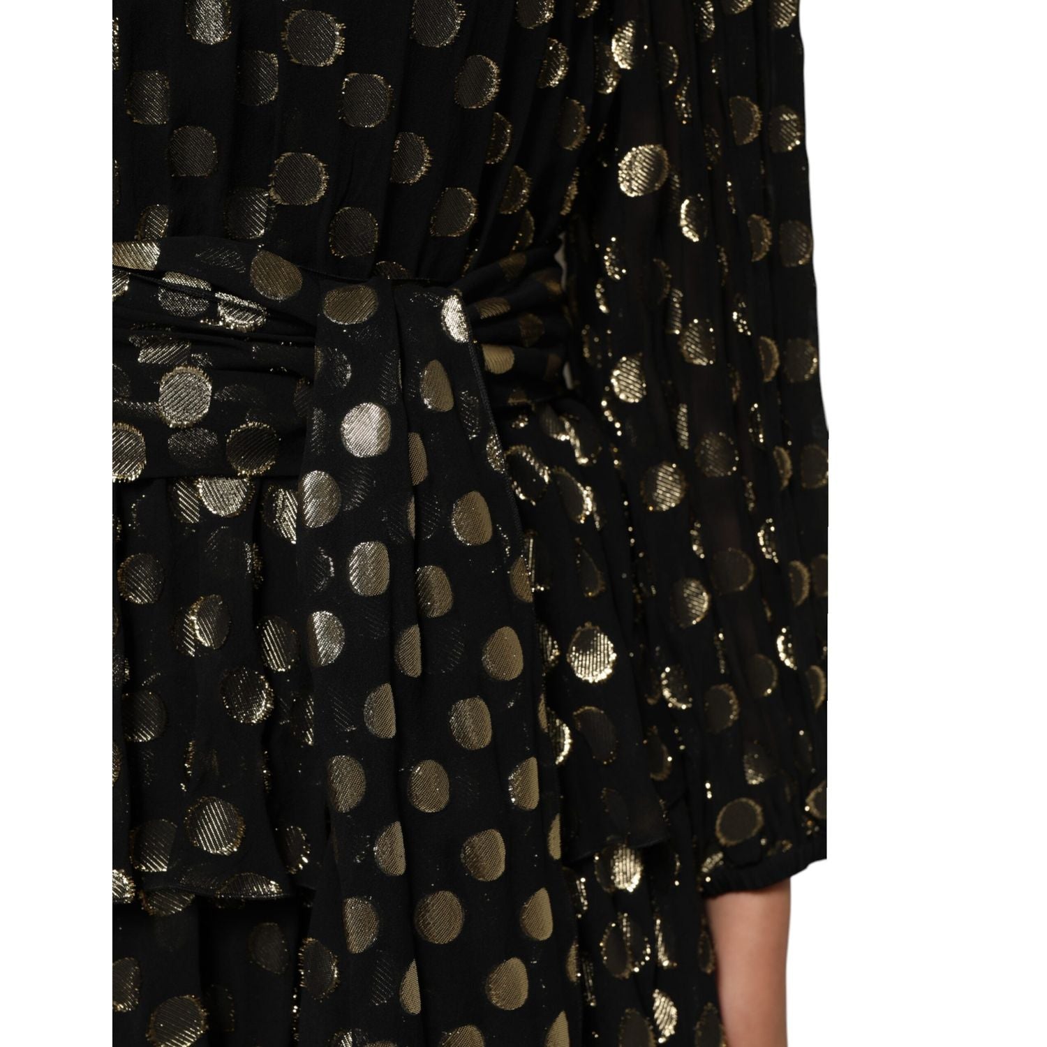 Dolce & Gabbana Black Gold Polka Dot Silk Brocade Mini Dress