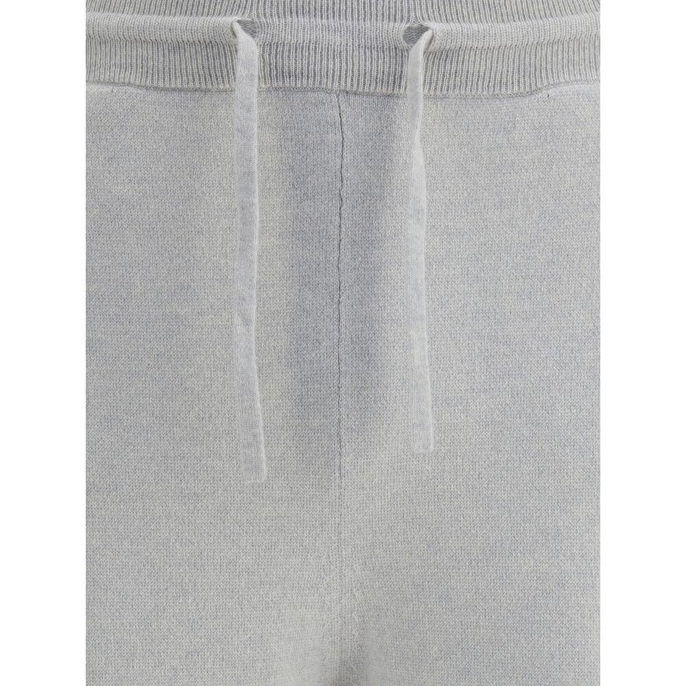 Close-up of Kiton Gray Elastane Casual Pants with drawstring waistband, showcasing the luxury elasticized design in fine cashmere.