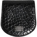 Dolce & Gabbana Black Exotic Skin Coin Condom Case Holder Pocket Wallet SMY10708