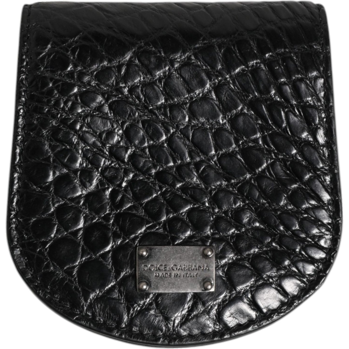 Dolce & Gabbana Black Exotic Skin Coin Condom Case Holder Pocket Wallet SMY10708