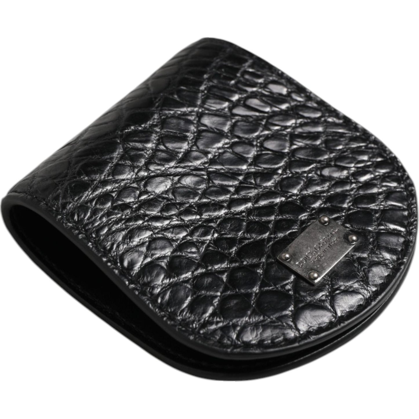 Dolce & Gabbana Black Exotic Skin Coin Condom Case Holder Pocket Wallet SMY10708