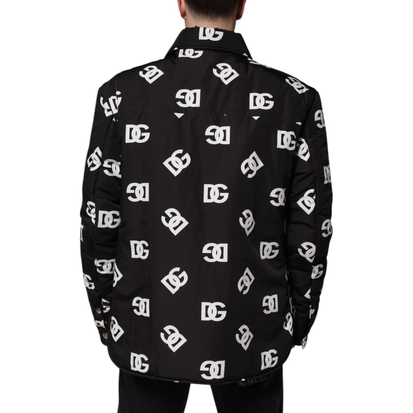 Dolce & Gabbana Black DG Monogram Nylon Windbreaker Jacket