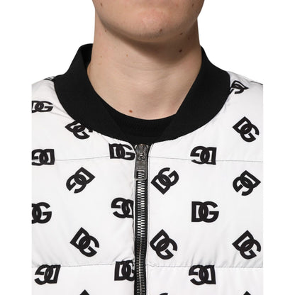 Dolce & Gabbana White DG Monogram Full Zip Quilted Jacket