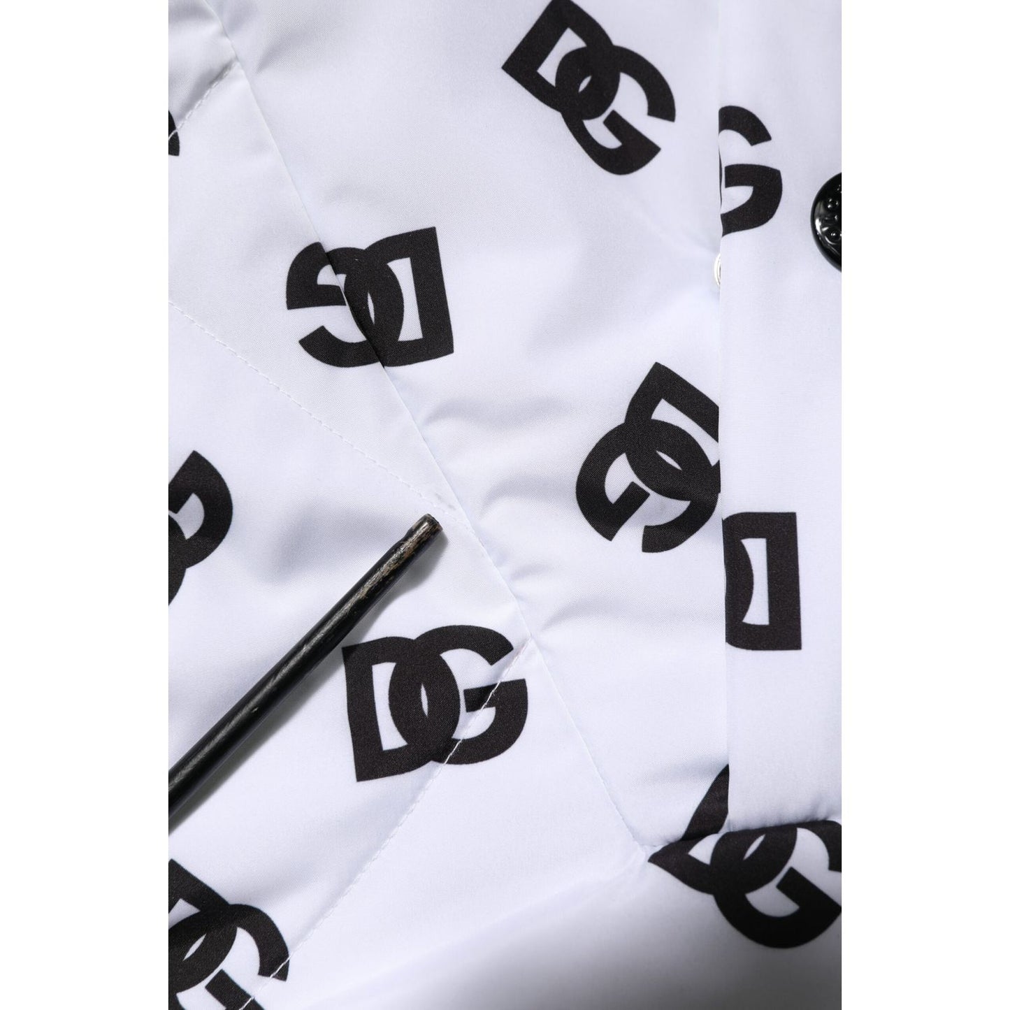 Dolce & Gabbana White DG Monogram Hooded Quilted Jacket