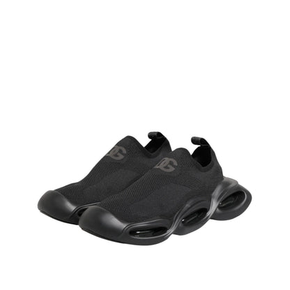 Dolce & Gabbana Black Slip On Wave Low Top Men Sneaker Shoes