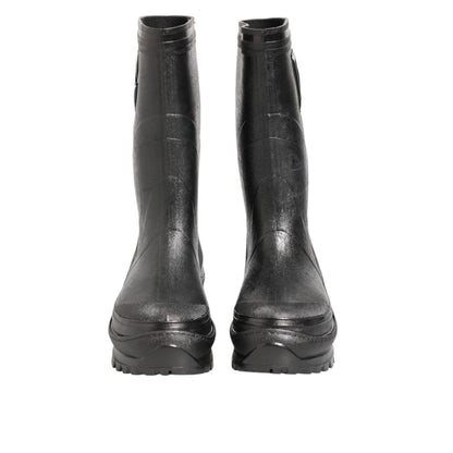 Dolce & Gabbana Metallic Black Pull On Rain Boots Men Shoes Dolce & Gabbana