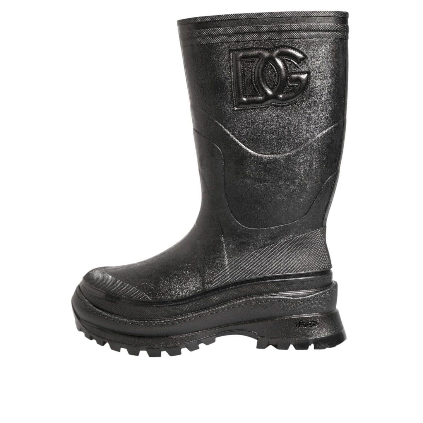 Dolce & Gabbana Metallic Black Pull On Rain Boots Men Shoes Dolce & Gabbana