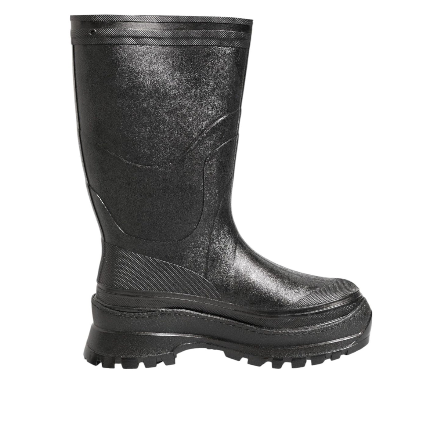 Dolce & Gabbana Metallic Black Pull On Rain Boots Men Shoes Dolce & Gabbana
