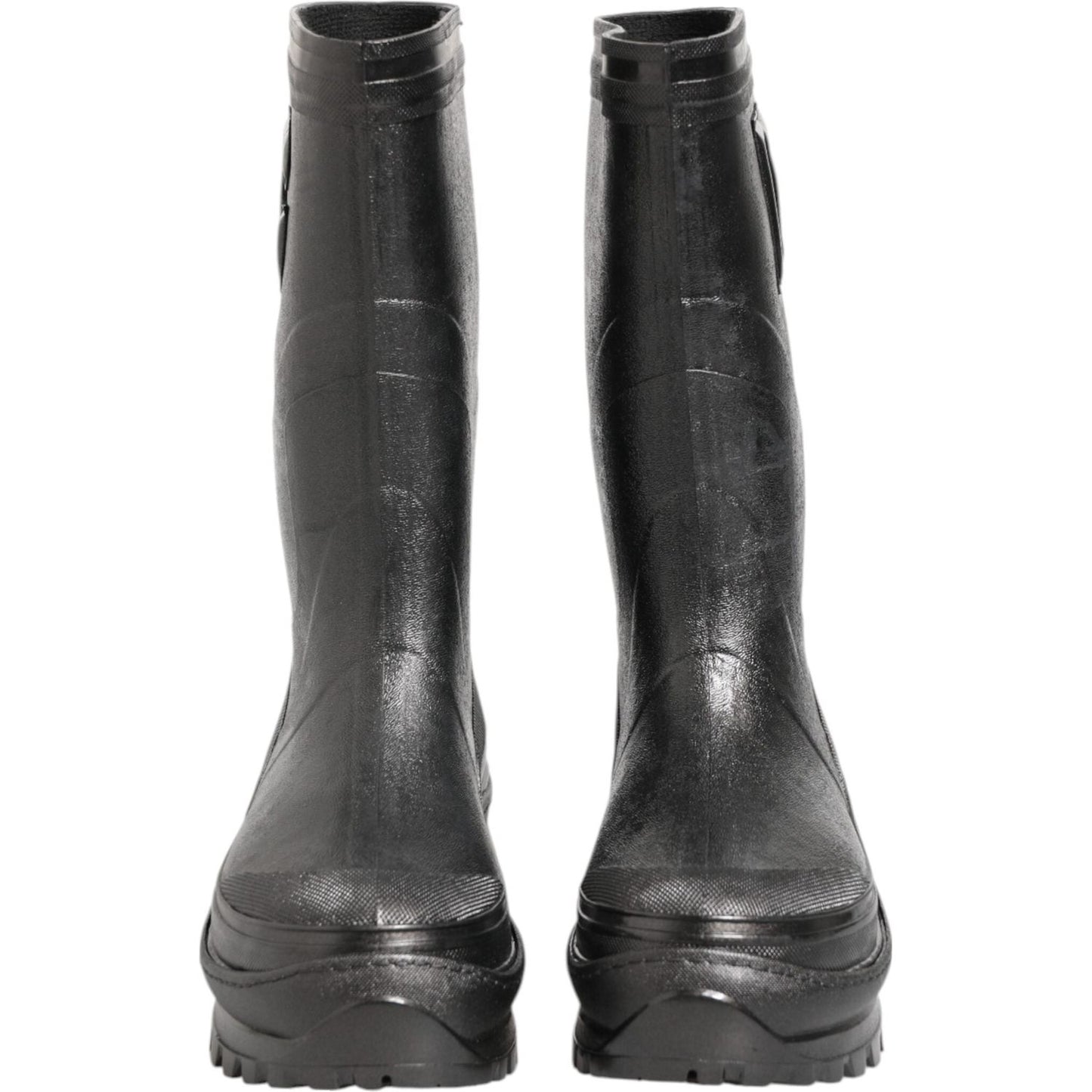 Dolce & Gabbana Metallic Black Pull On Rain Boots Men Shoes Dolce & Gabbana