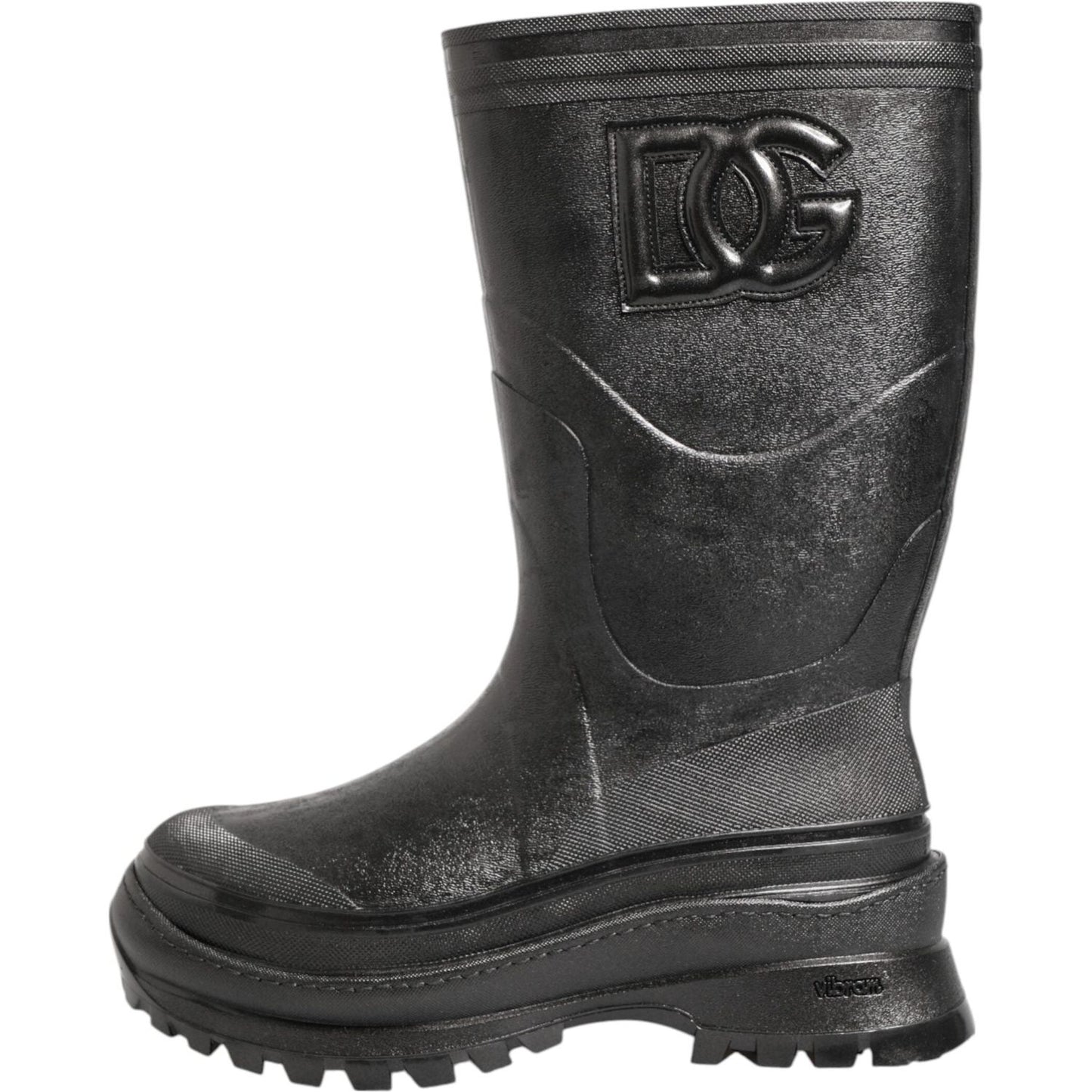 Dolce & Gabbana Metallic Black Pull On Rain Boots Men Shoes Dolce & Gabbana