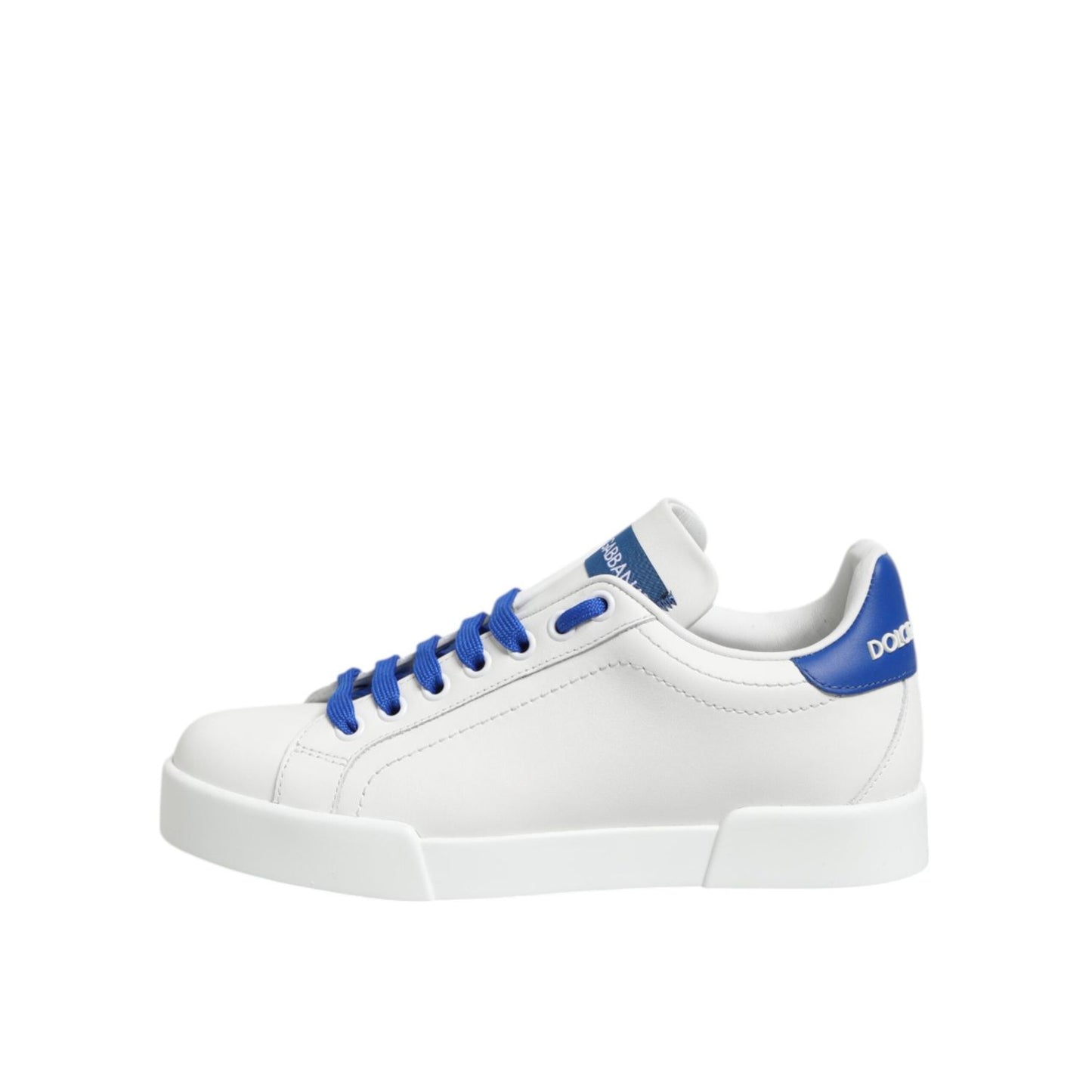 Dolce & Gabbana White Blue Leather Low Top Sneakers Shoes Dolce & Gabbana