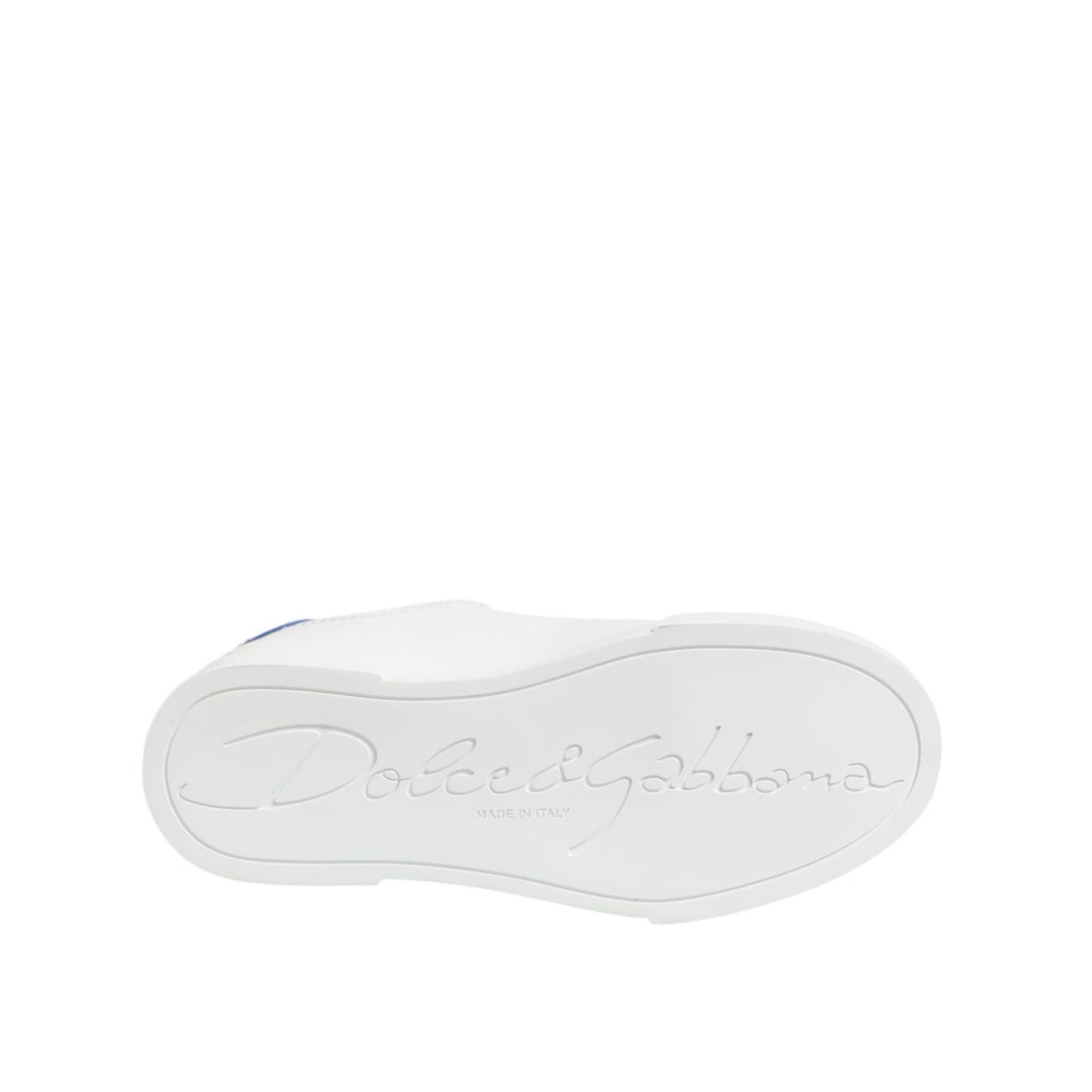 Dolce & Gabbana White Blue Leather Low Top Sneakers Shoes Dolce & Gabbana