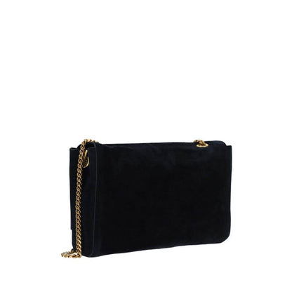 Saint Laurent Black Calf Leather Bos Taurus Shoulder Bag with gold chain strap and sleek design