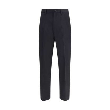 Our Legacy Black Fleece Wool Chino Pants with straight leg design, ideal for casual or formal looks, made in Portugal.