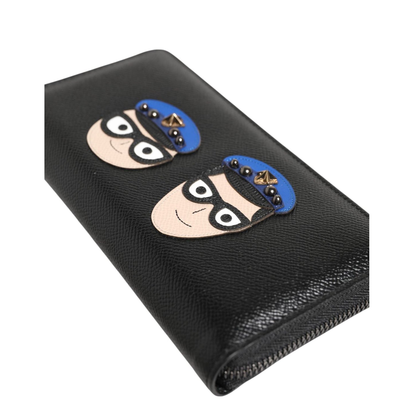 Dolce & Gabbana Black Leather #DGFAMILY Zipper Continental Mens Wallet BAG4686