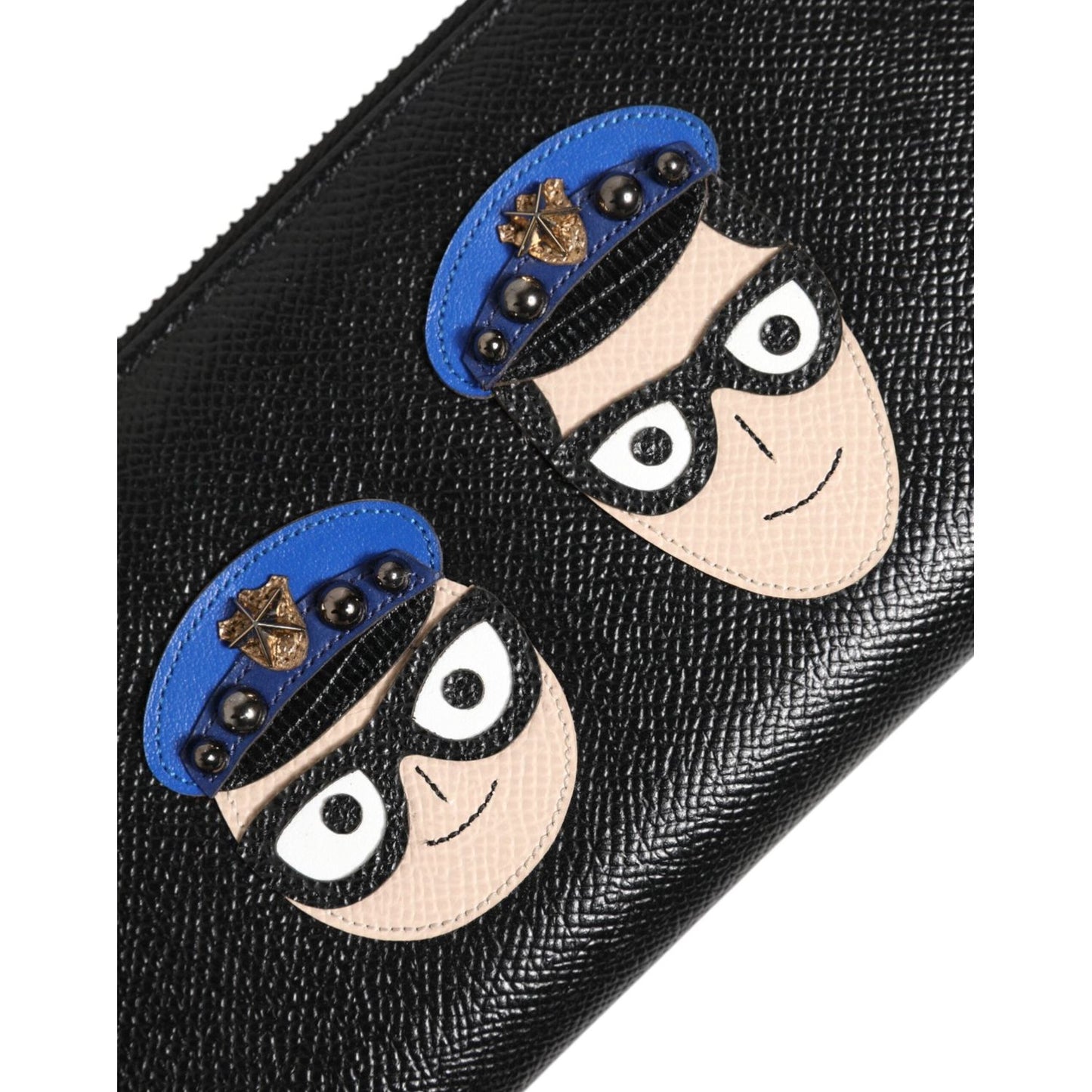 Dolce & Gabbana Black Leather #DGFAMILY Zipper Continental Mens Wallet BAG4686
