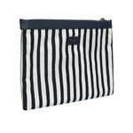 Dolce & Gabbana Black White Striped Logo Plaque Clutch Pouch Bag BAG4684