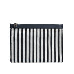 Dolce & Gabbana Black White Striped Logo Plaque Clutch Pouch Bag BAG4684
