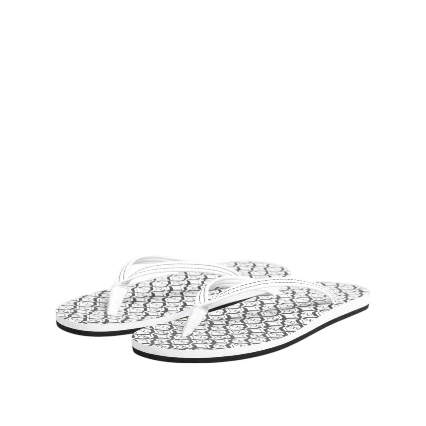 Dolce & Gabbana Black White Logo Beachwear Flats Slipper Shoes MV7896-44
