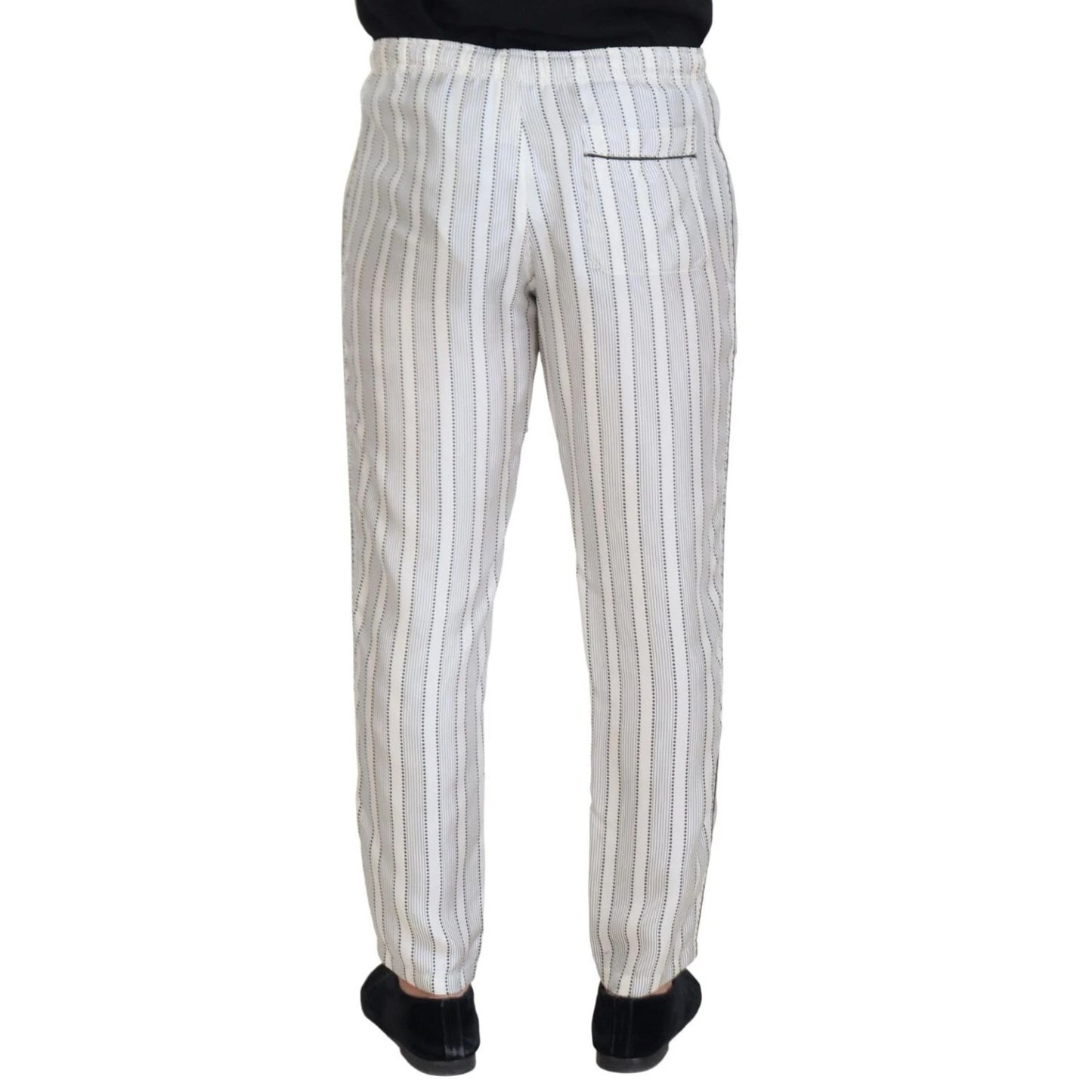Dolce & Gabbana White Stripes Silk Lounge Trouser Pants Dolce & Gabbana