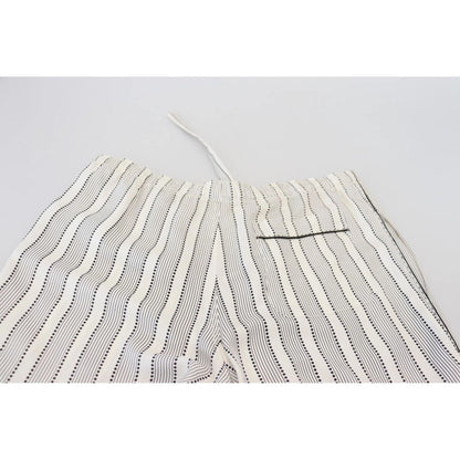 Dolce & Gabbana White Stripes Silk Lounge Trouser Pants Dolce & Gabbana