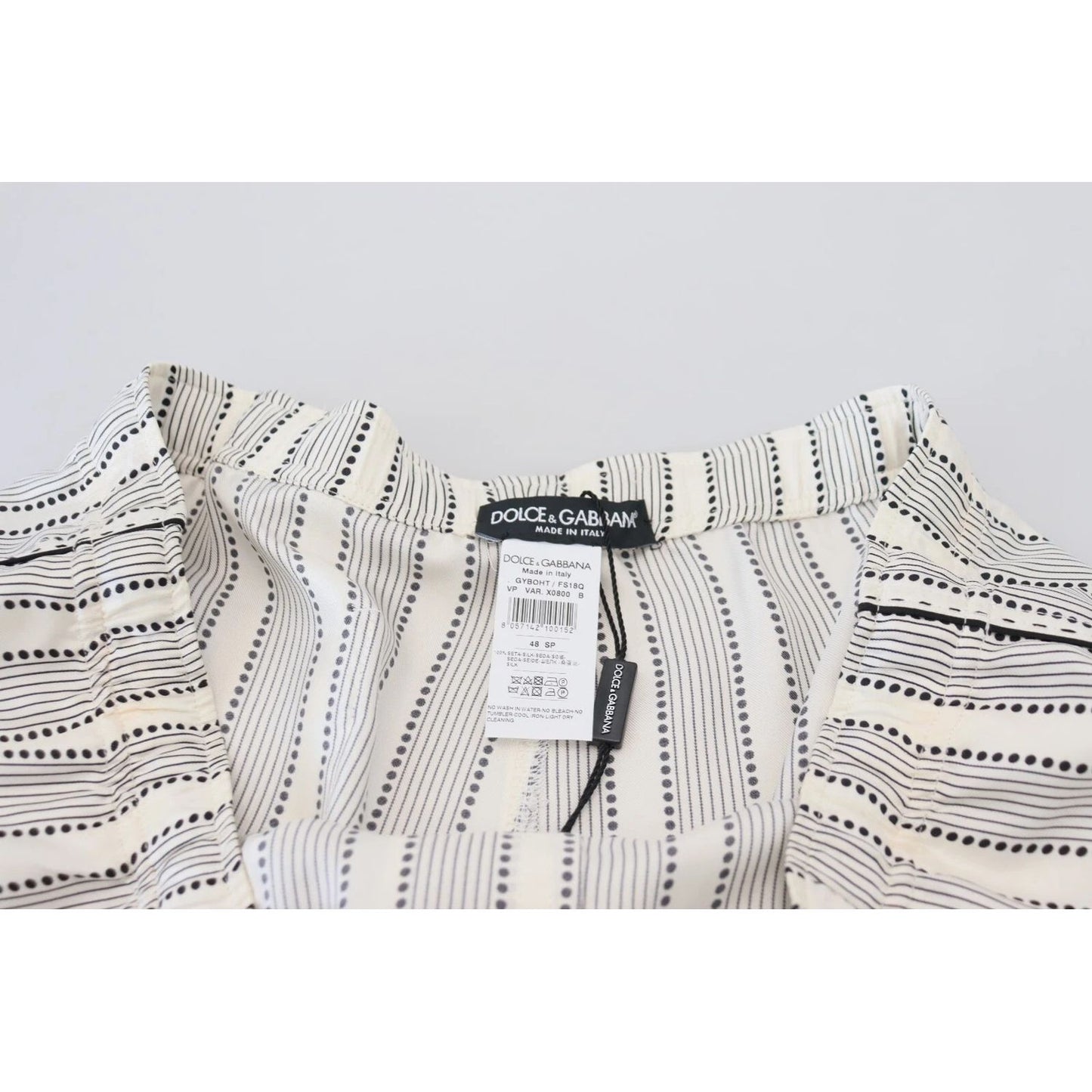 Dolce & Gabbana White Stripes Silk Lounge Trouser Pants Dolce & Gabbana